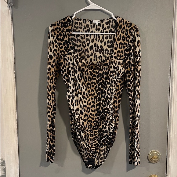 Ganni Long Sleeve Bodysuit Leopard Size M - Picture 4 of 11